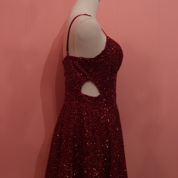 Privy Red Sequin Fit & Flare Dress - Picture 3 of 7